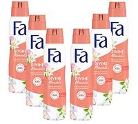 FA Divine Moments Deodorant Spray, 0% Aluminum Salts Anti Stains, Pack of 6 (6x150ml)