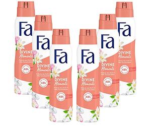 FA Divine Moments Deodorant Spray, 0% Aluminum Salts Anti Stains, Pack of 6 (6x150ml)