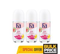 Fa Fiji Dream Women Deodorant Roll-On Exotic 48H Sweat Odor Protection 3-Pack