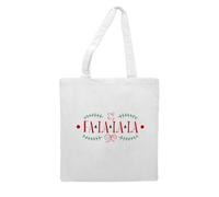 Fa la la la decorated [BCX] tote style shopping bag - white