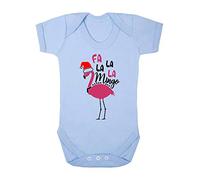 FA la la Mingo Festive Flamingo Baby Grow Vest, 3-6 Months, Pastel Blue