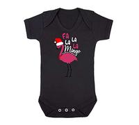 FA la la Mingo Festive Flamingo Baby Grow Vest, 6-12 Months, Black