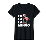 FA La La Mingo Flamingo Christmas Value Graphic T-Shirt, Women, Black, S