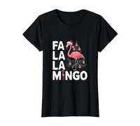 FA La La Mingo Flamingo Christmas Xmas Value Graphic T-Shirt, Women, Black, S