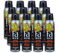 Fa Men Deodorant Spray Sport Energy Boost (12 x 150 ml), Antiperspirant with up to 72 Hours Protection Against Sweat and Body Odour, Deodorant with the Activating Fragrance of Ginger and Lemon