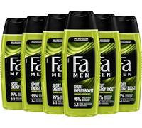 Fa MEN Sport Double Power, Power Boost Body & Hair (6 x 250 ml) 3-in-1 Formula for Body, Hair & Face, Activate Your Body, Mind & Senses with the Refreshing Fragrance of Guarana & Ginseng
