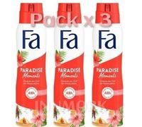 FA PARADISE MOMENTS DEODORANT HIBISCUS FLOWER SCENT FREE ALUMINIUM PACK x 3