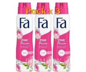 FA PINK PASSION DEODORANT ROSE SCENT FRIENDLY FORMULA FREE ALUMINIUM 3 x 150ml