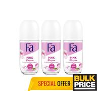 Fa Pink Passion Women Rose Scent Deodorant Roll-On Sweat Odor Protection 3-Pack