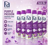 Fa Purple Passion Deodorant Spray Blossom Scent Aluminium Free 6 x 150ml