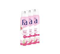 FA Sweet Rose Deodorant Spray (3 x 150 ml), Deodorant with the Sweet Fragrance of Peony and Raspberry, Vegan Formula, Stops Bacteria, No Aluminium Salts, Up to 48 Hours Antiperspirant Protection