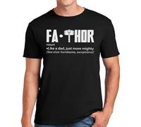 FA Thor Men's T-Shirt Birthday Gift Marvel Superhero Dad Tee (Black, L)