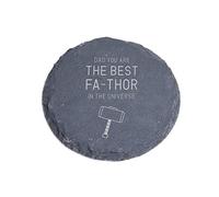 "Fa-Thor" Slate Coaster - Funny Birthday Gift for Dad - Thank You Present For Fathers