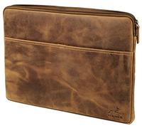 Fa.Volmer ® 13.3 / 15.6 Inch Laptop Sleeve Made of Elegant Leather Brown / Black with Metal Zip Padded for MacBook, Microsoft Surface and Many More, Brown - Natural, 13,3 Zoll