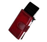 Fa.Volmer ® Card Holder - RFID Leather Wallet for Men - Elegant Card Holder - Wallet with RFID Protection, Red, 6 x 9,5 x 1,5cm, Elegant