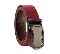 Fa.Volmer ® Men's Genuine Leather Belt with Ratchet Automatic Buckle Width 35 mm Waist Size 125 cm Can Be Shortened Belt Colour Burgundy Model Series ATG, 09-Bur Verona, 125 cm
