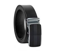 Fa.Volmer ® Men's Genuine Leather Belt with Ratchet Automatic Buckle Width 35 mm Waist Size 125 cm Can be Shortened Strap Colour Black Model Series ATG, 06-BLK-Genova, 125 cm