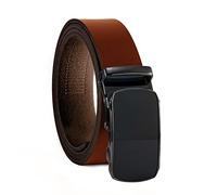 Fa.Volmer ® Men's Genuine Leather Belt with Ratchet Automatic Buckle Width 35 mm Waist Size 125 cm Can be Shortened Strap Colour Brown Model Series ATG