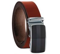 Fa.Volmer ® Men's Genuine Leather Belt with Ratchet Automatic Buckle Width 35 mm Waist Size 125 cm Can be Shortened Strap Colour Brown Model Series ATG, 06-BR Genova, 125 cm