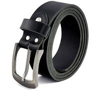 Fa.Volmer ® Men's Leather Belt Made of Buffalo Leather for Men Jeans Suit Real Leather Black 38 mm Wide Can Be Shortened #10125, black, Bundweite 130cm = Gesamtlänge 145cm
