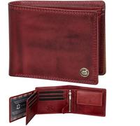 Fa.Volmer Men's Leather Wallet with RFID Protection - Extra Sturdy Double Stitching, 9+4 Card - Bordeaux Red, schlanke Brieftasche, Classic
