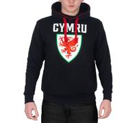 FA Wales Men's Adults Hoodie in Black | Size: 3XL FA Wales Black 3XL