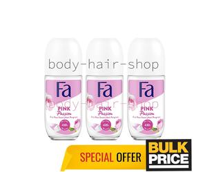 Fa Women Pink Passion Deodorant Roll-On Rose Scent Sweat Odor Protection 3-Pack