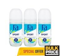 Fa Women Sport Roll-On Deodorant 48H Sweat Odor Protection Citrus Fresh 3-Pack