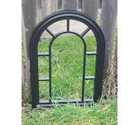 FA9 New Black Arch Shape Indoor/Outdoor Garden Home Mirror Lightweight Durable Frame, Any Weather Ornament Wall Mirror, Brushed Grey, 51cm x 71cm