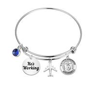 FAADBUK Air Force Officer Appreciation Gift Safety Gift Air Force Charm Bracelet for USAF Wife Girlfriend, S, Stainless Steel, no gemstone