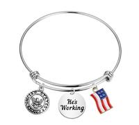 FAADBUK Army Officer Appreciation Gift Army Safety Gift US Army Charm Bracelet for Soldier Wife Girlfriend, S, Stainless Steel, no gemstone