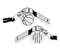 FAADBUK Basketball Coach Whistle A Great Coach is Hard to Find and Impossible to Forget Whistles with Lanyard Thank You Gift, Basketball Great Silver, 4cm x 2cm (1.57in x 0.78in)