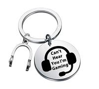 FAADBUK Can't Hear You I'm Gaming Gamer Keychain - Silver, Round, Letter Print, Minimalist Style - Gaming Gift for Gamers - Unisex Adults & Youth