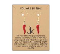 FAADBUK Chili Pepper Motivation Card with Earring Courage Chili Pepper Gifts Positive Chili Pepper Gift You’re So Hot Gift, Mid, Stainless Steel