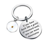 FAADBUK Christian Gift Mustard Seed Keychain If You Have Faith Like A Grain of Mustard Seed You Can Move Mountains Jewelry Religious Inspirational Jewelry for Friend Family(Have faith K-S)