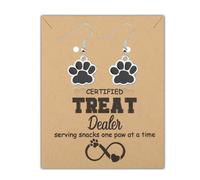 FAADBUK Dogs Lover Gift Pet Owner Gifts Dog Paw Charm Earring with Card for Dog Mom Animal Lover Gift, Mid, Stainless Steel, No Gemstone