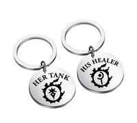 FAADBUK FF14 Inspired Keychain Video Game Lover Gift FF14 Merch His Healer Her Tank for Gamer, Healer Tank Keychain, S