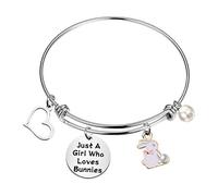 FAADBUK Funny Bunnies Bracelet Animal Lover Gift Just A Who Loves Bunnies Jewelry Bracelet Bunnies Lover Gift Bunnies Jewelry (Bunnies Br-S), S, Stainless Steel