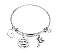 FAADBUK Funny Frogs Bracelet Animal Lover Gift Just A Girl Who Loves Frogs Jewelry Bangle Bracelet Copper