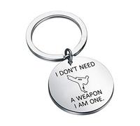 FAADBUK Funny Karate Keychain - 'I Don't Need A Weapon I Am One' - Martial Arts Jewelry Gift for Instructors, Students, and Karate Lovers (I Am One K-S), Silver