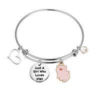 FAADBUK Funny Pigs Bracelet Animal Lover Gift Just A Girl Who Loves Pigs Jewelry Bracelet Pigs Lover Gift Pigs Jewelry, Metal, stainless-steel