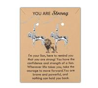 FAADBUK Lion Motivation Card with Earring Courage Lion Gifts Lions Lover Gift You Are Strong Gift, Mid, Stainless Steel