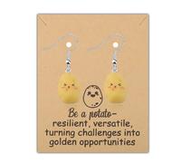 FAADBUK Potato Motivation Card with Earring Courage Potato Gifts Positive Potatoes Gift Inspiration Quote Gift, Mid, Stainless Steel
