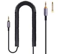 FAAEAL ATH-M50xBT Coiled Audio Cable Aux Cord Compatible with Audio Technica ATH-M50xBT2 SR50BTBK S700BT Wireless Headphones,3.5mm(1/8") Extension Wire with 6.35mm(1/4") Adapter 14ft