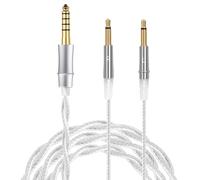 FAAEAL Monitor Headphone Cable,Dual 3.5mm Over-Ear Silver Plated AUX Cord Compatible with Hifiman Edition XS HE4XX Meze 99 Classics MEZE 109 Pro Headset for Musicians Audiophiles 4.4mm
