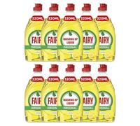 Faairry Lemon Washing Up Liquid with LiftAction | Dishes Grease Cleaner | 320ml | (Pack of 10)