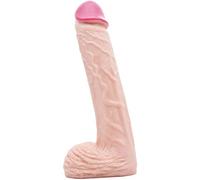 FAAK XXXL realistic dildo, 13.8 inch insertable super giant and thick dildo with suction balls, mega dildos for big toy lovers and sex adventurers (beige)