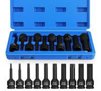 Faankiton 10PCS 1/2 Inch Impact XZN Bit Socket Set M5-M19 1/2" Drive Impact Triple Square Spline Bit Socket Set, CR-MO Steel, High Torque Anti-Break Design, Precision Fit for VW Audi BMW Auto Repair