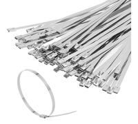 Faankiton 200 Pieces 304 Stainless Steel Ties, Metal Cable Ties with Rolling Self Locking, Steel Locking Ties, Matel Zip Ties, Self-Locking Stainless Steel Zip Ties (4.6 * 300mm, Silver)