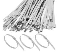 Faankiton 200 Pieces 304 Stainless Steel Ties, Metal Cable Ties with Rolling Self Locking, Steel Locking Ties, Matel Zip Ties, Self-Locking Stainless Steel Zip Ties (4.6 * 400mm, Silver)
